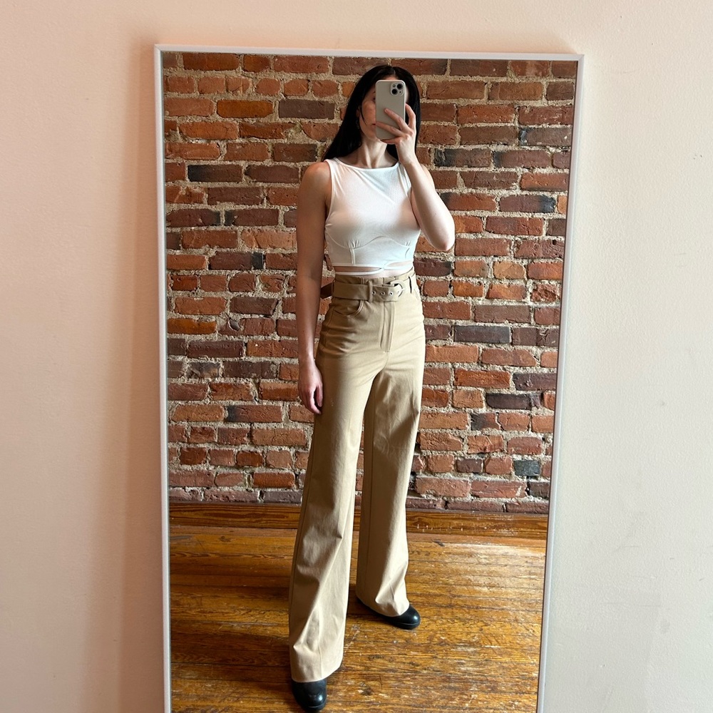 High Waisted Brown Zara Trousers with Belt